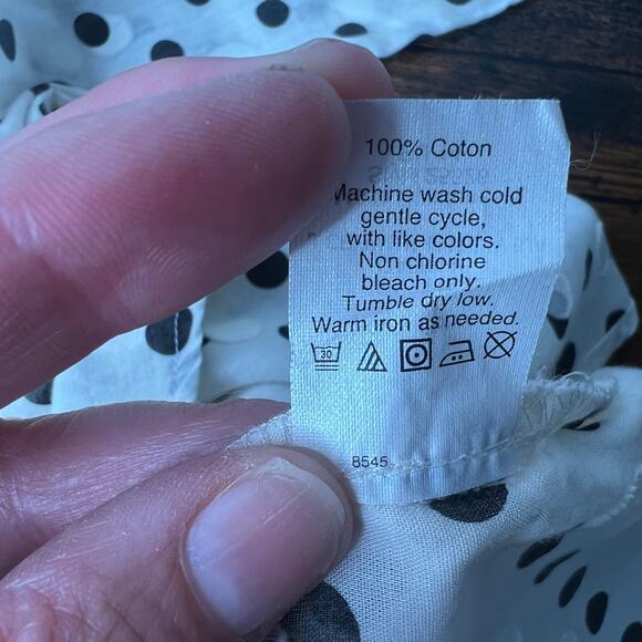 J.Crew Women's XS White Black Polka Dot Sheer Pullover Collared Blouse Tunic - Picture 9 of 9